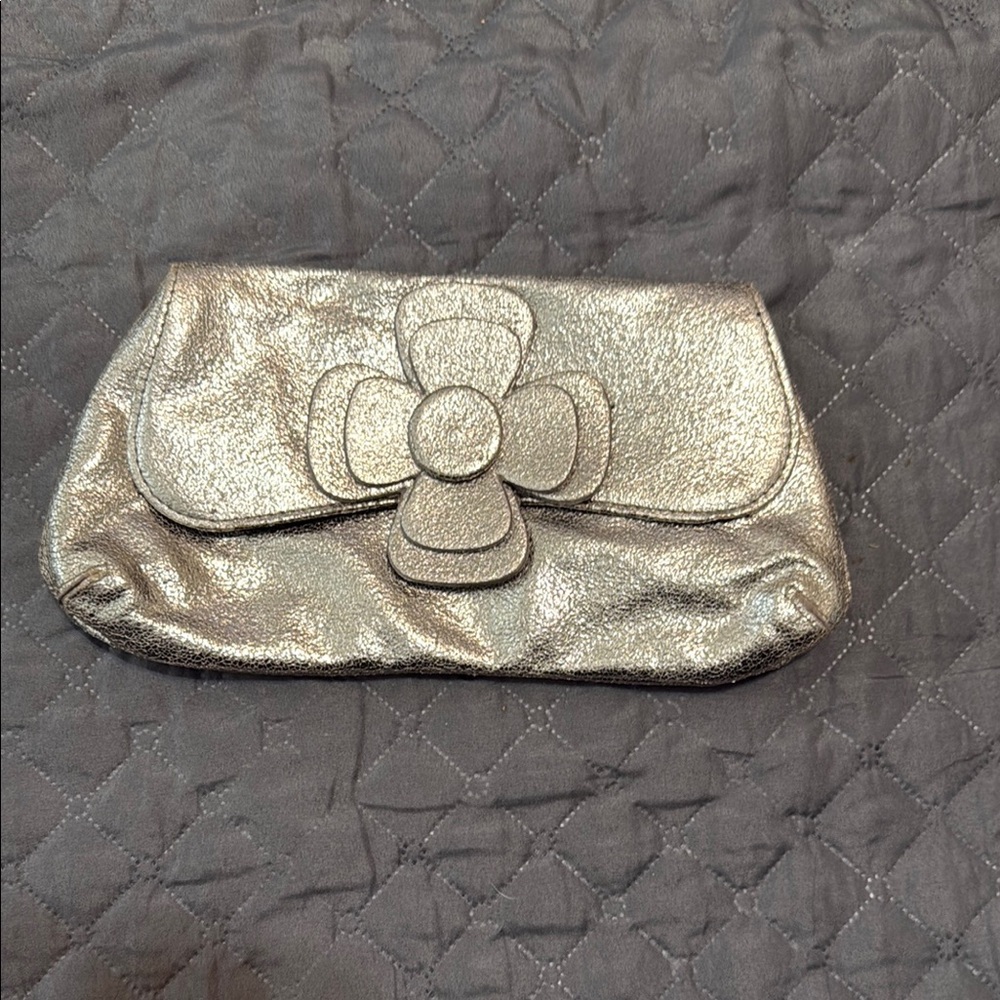 Silver Floral Clutch